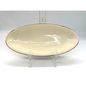 Vintage Colonial Fine China Porcelain Pink & White Serving Plate 10" x 5"